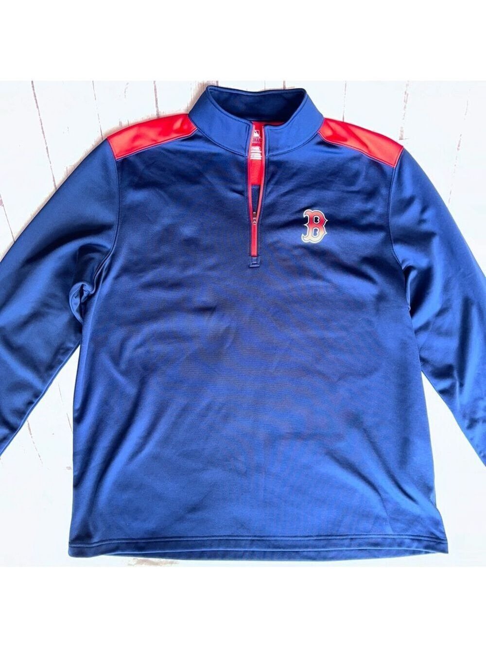 NWOT Men’s 2XL MLB Boston Red Sox LS 1/4 Zip Polyester Fleece Lined Pullover